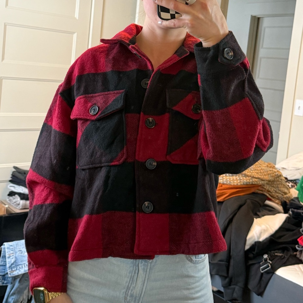 Red and Black Plaid Women’s Jacket